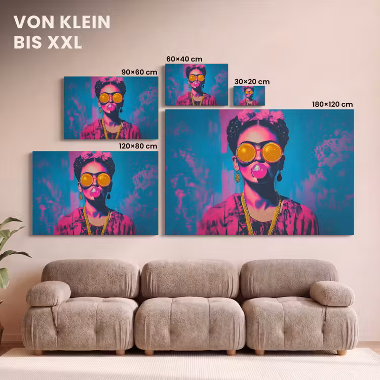 Vrouw - Kauwgom - Zonnebril - Oranje canvas 2cm klein -Xsfeer8_DE