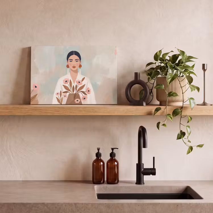 Vrouw - Kimono - Pastel canvas 2cm klein -closeup_print_DE