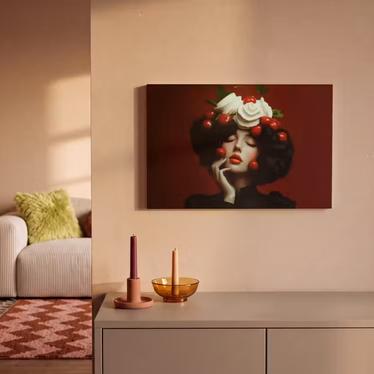 Vrouw - Kersen - Slagroom canvas 2cm klein -sfeer1