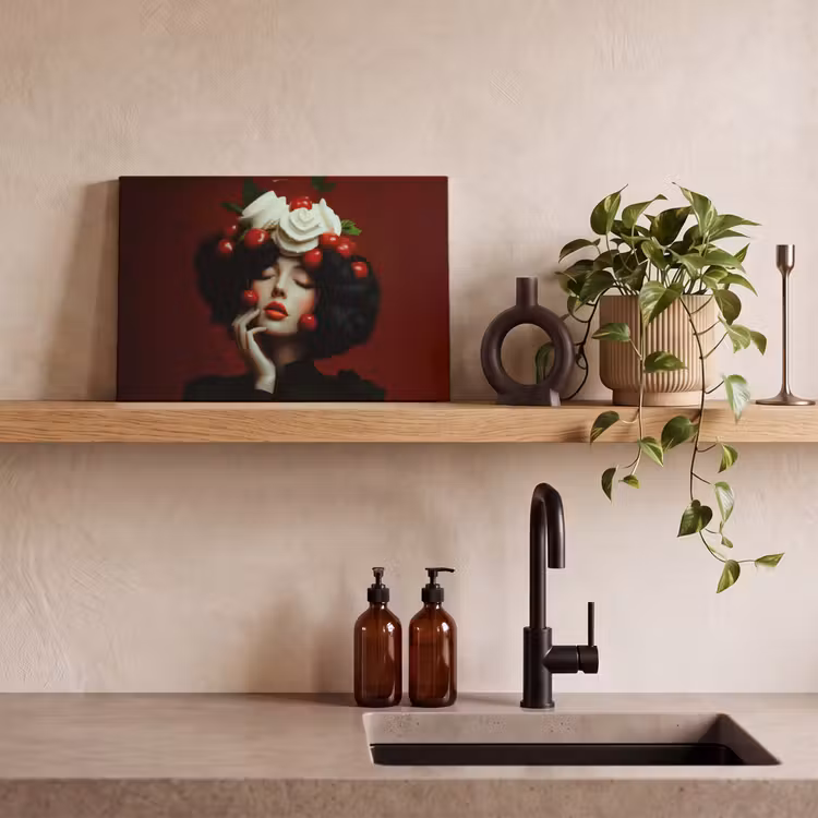 Vrouw - Kersen - Slagroom canvas 2cm klein -sfeer3