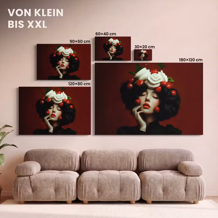 Vrouw - Kersen - Slagroom canvas 2cm klein -Xsfeer8_DE