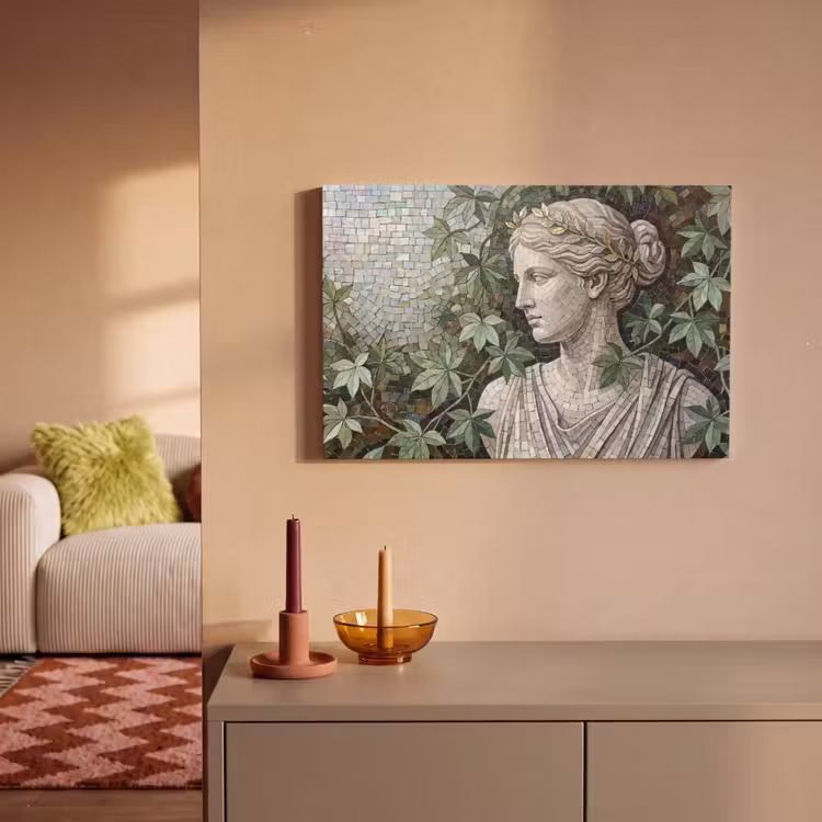Vrouw - Klassiek - Mozaiëk - Natuur - Groen canvas 2cm klein -sfeer1