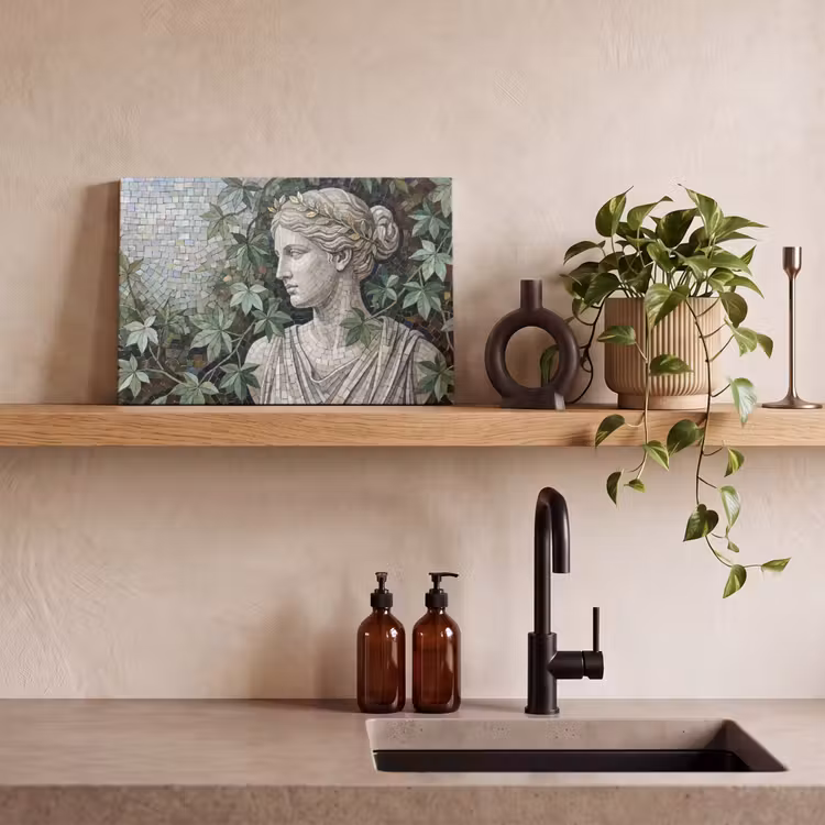 Vrouw - Klassiek - Mozaiëk - Natuur - Groen canvas 2cm klein -sfeer3