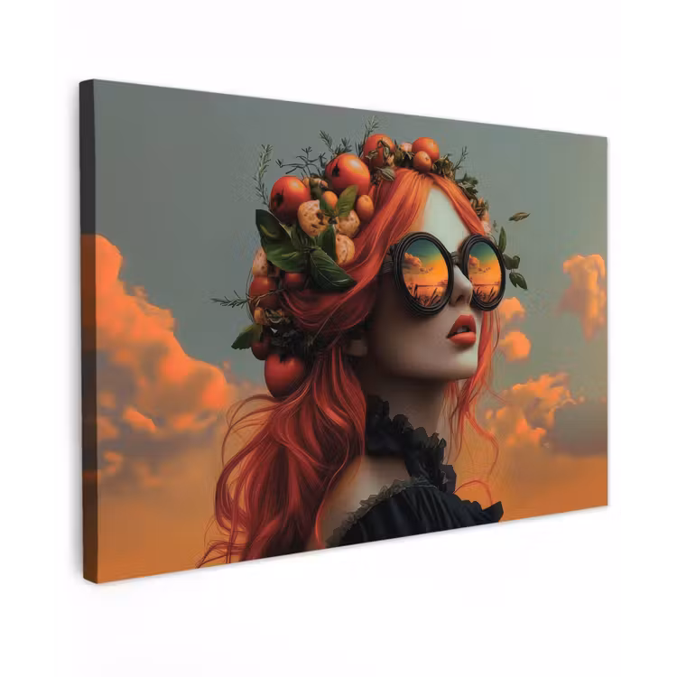 Vrouw - Kroon - Tomaat - Bascilicum - Zonnebril canvas 2cm klein -z3d