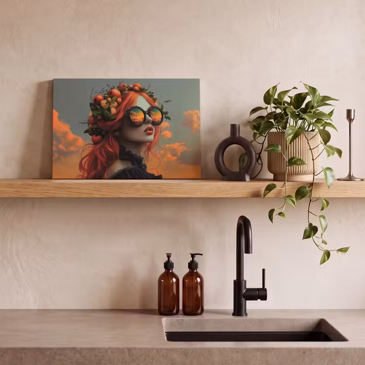 Vrouw - Kroon - Tomaat - Bascilicum - Zonnebril canvas 2cm klein -sfeer3