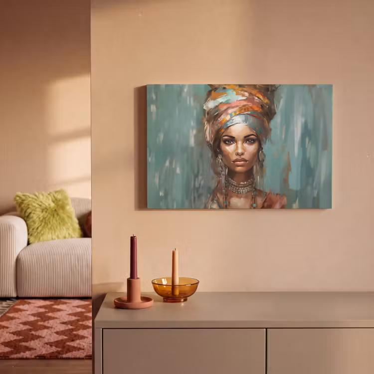 Vrouw - Kunst - Sieraden - Portret canvas 2cm klein -sfeer1