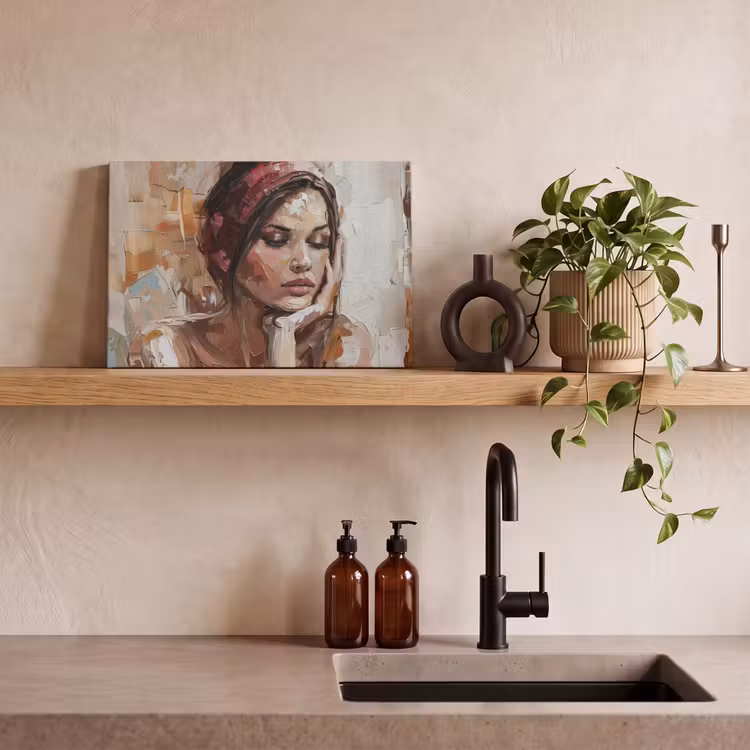 Vrouw - Verflook - Portret - Modern canvas 2cm klein -closeup_print_DE
