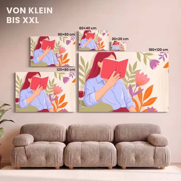 Vrouw - Lezen - Thuis - Modern - Bloemen canvas 2cm klein -Xsfeer8_DE