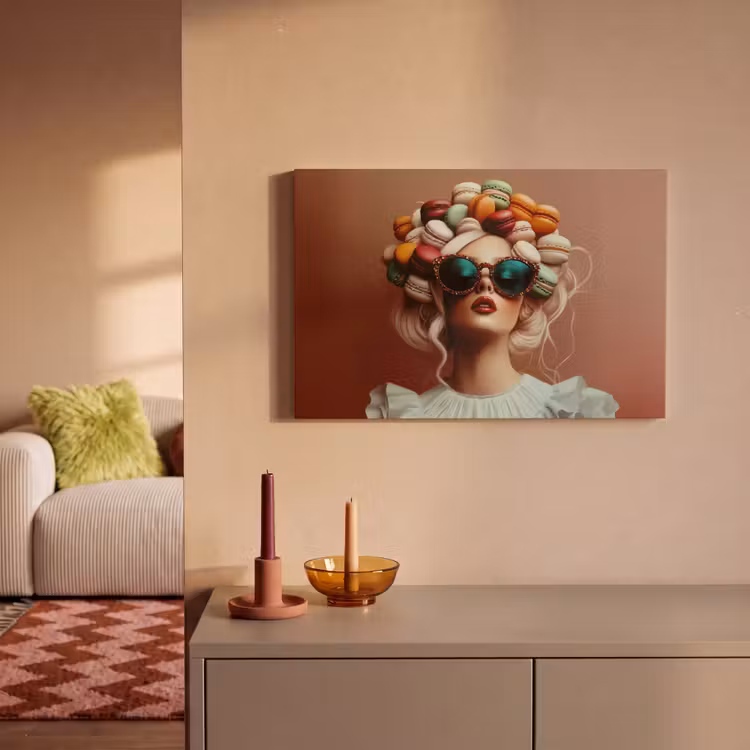 Vrouw - Macarons - Bril canvas 2cm klein -sfeer1