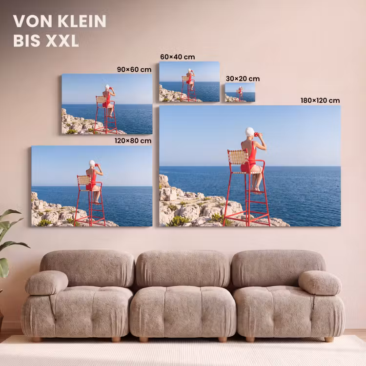 Vrouw - Zee - Kust - Verrekijker - Rood canvas 2cm klein -Xsfeer8_DE