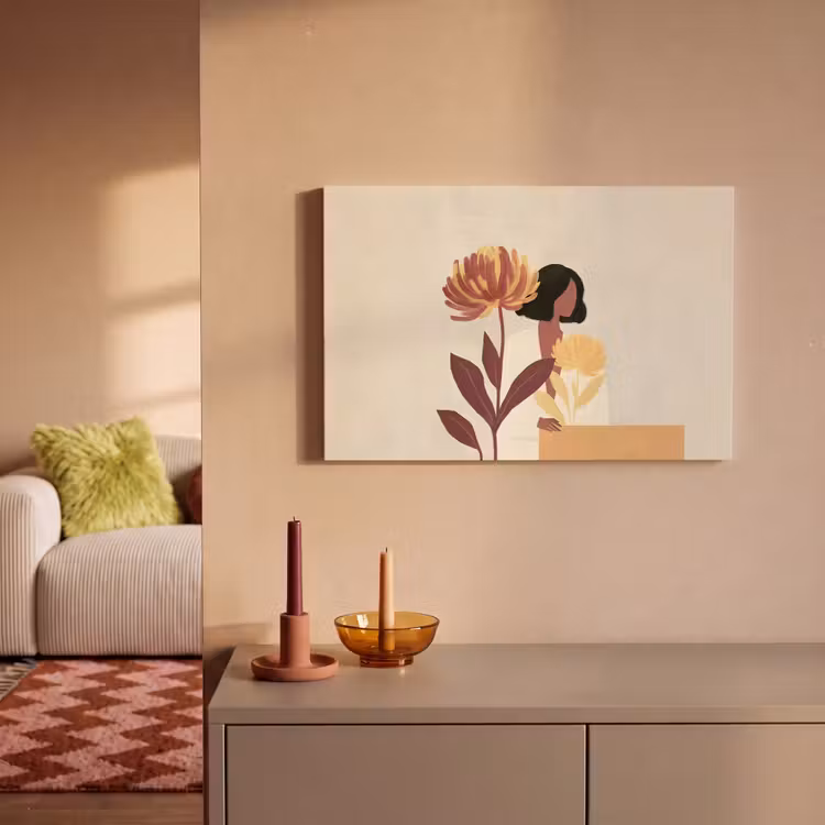 Vrouw - Minimalistisch - Bloem canvas 2cm klein -sfeer1