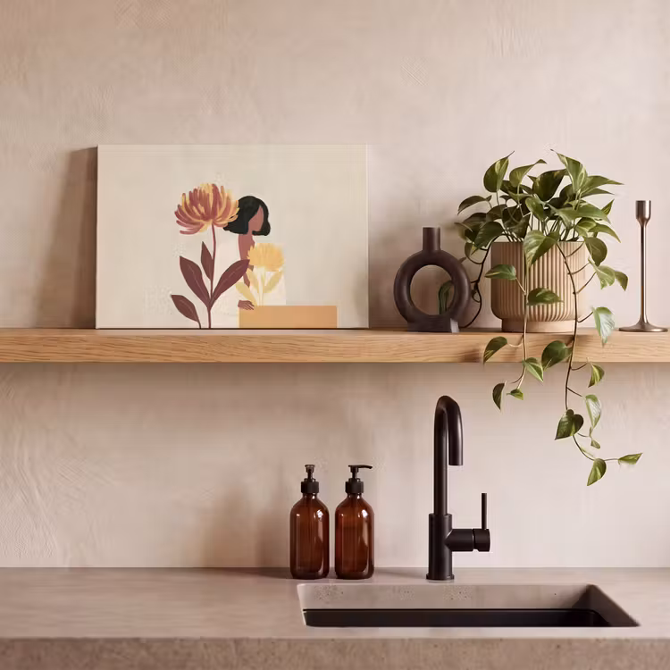 Vrouw - Minimalistisch - Bloem canvas 2cm klein -sfeer3