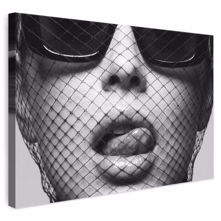 Vrouw - Net - Mysterieus - Zwart - Wit canvas 2cm klein -3d