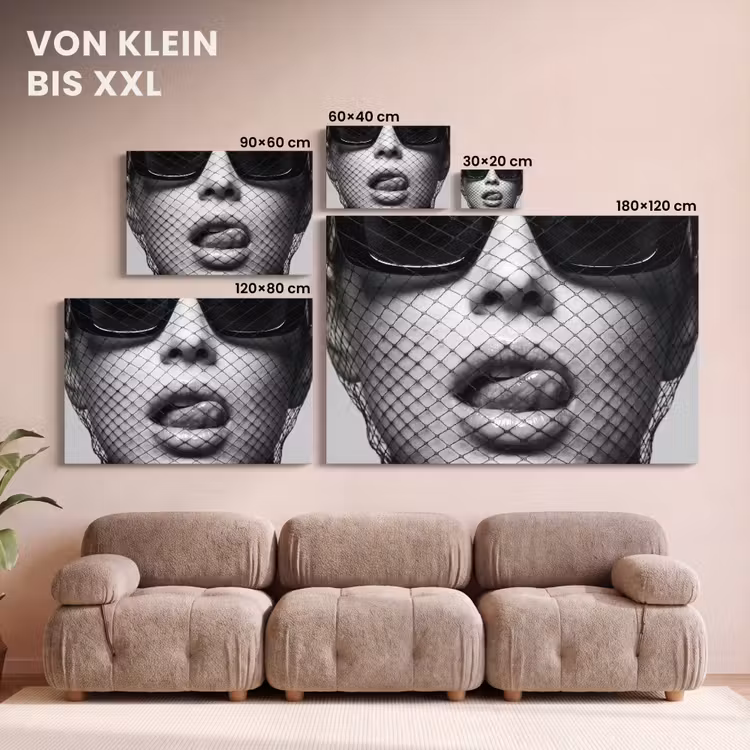 Vrouw - Net - Mysterieus - Zwart - Wit canvas 2cm klein -Xsfeer8_DE