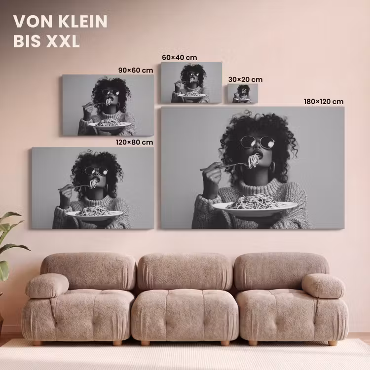 Vrouw - Pasta - Zwart - Wit canvas 2cm klein -Xsfeer8_DE