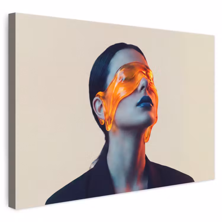 Vrouw - Oranje - Abstract - Modern - Kleurrijk canvas 2cm klein -3d