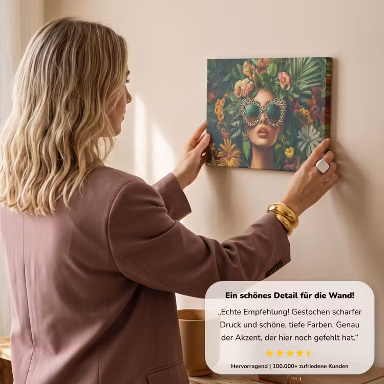 Vrouw - Panterprint - Jungle - Natuur - Luxe canvas 2cm klein -Xsfeer7_DE