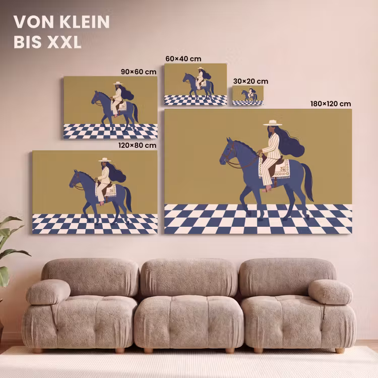 Vrouw - Paard - Rijden - Modern - Abstract canvas 2cm klein -Xsfeer8_DE