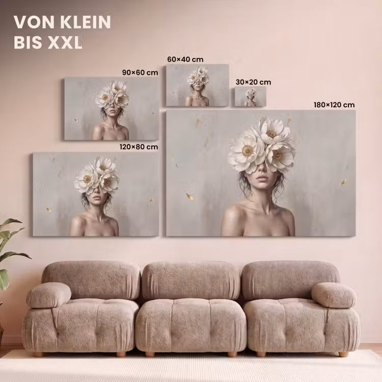 Vrouw - Pioenroos - Wit canvas 2cm klein -Xsfeer8_DE