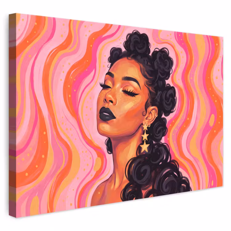 Vrouw - Portret - Abstract - Kleurrijk - Roze canvas 2cm klein -3d