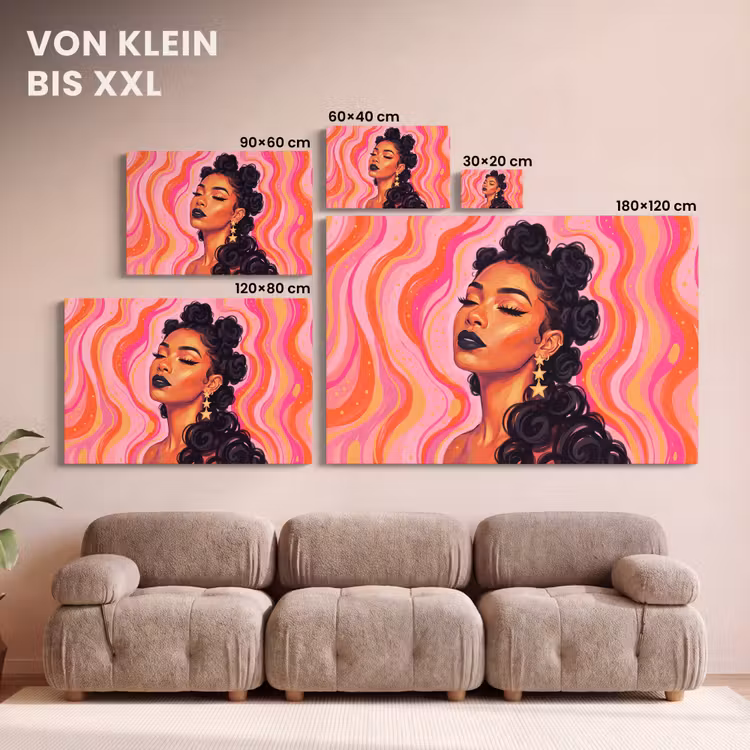 Vrouw - Portret - Abstract - Kleurrijk - Roze canvas 2cm klein -Xsfeer8_DE