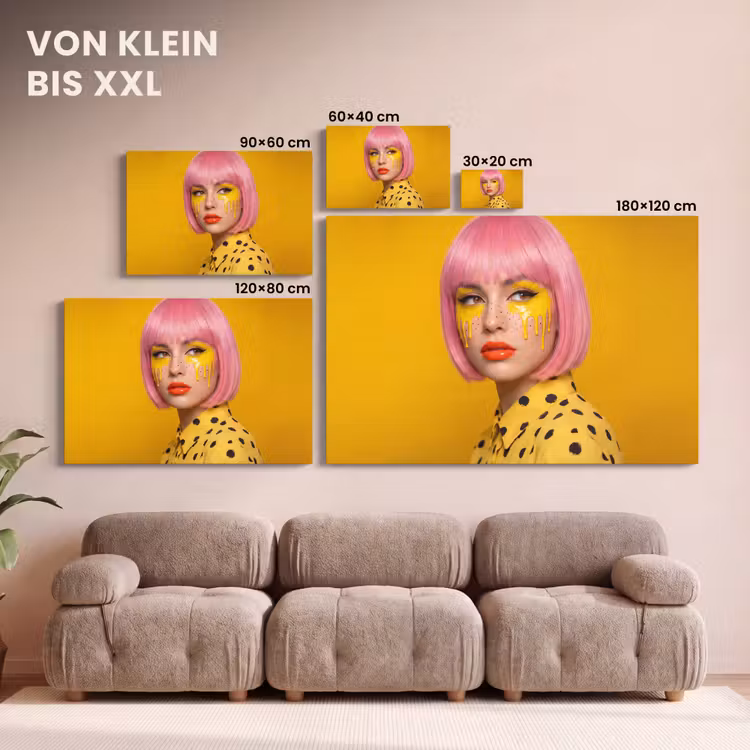Vrouw - Portret - Abstract - Kleurrijk - Geel canvas 2cm klein -Xsfeer8_DE