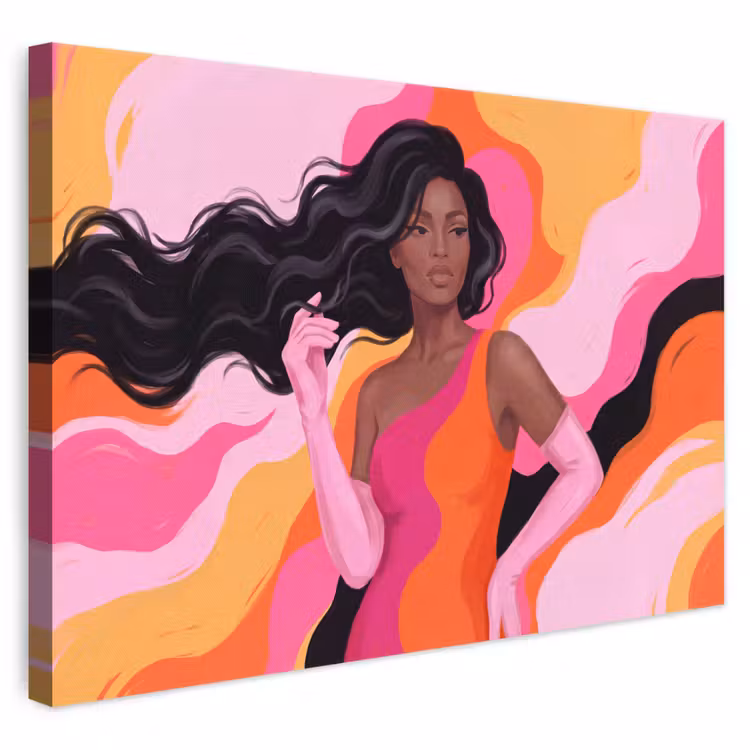 Vrouw - Portret - Kleurrijk - Modern - Kunst canvas 2cm klein -3d
