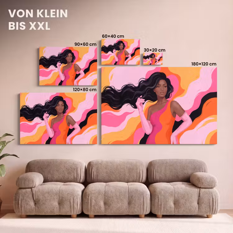 Vrouw - Portret - Kleurrijk - Modern - Kunst canvas 2cm klein -Xsfeer8_DE