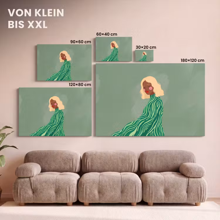 Vrouw - Portret - Illustratie - Modern - Groen canvas 2cm klein -Xsfeer8_DE