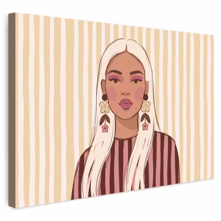 Vrouw - Portret - Illustratie - Modern - Roze canvas 2cm klein -3d
