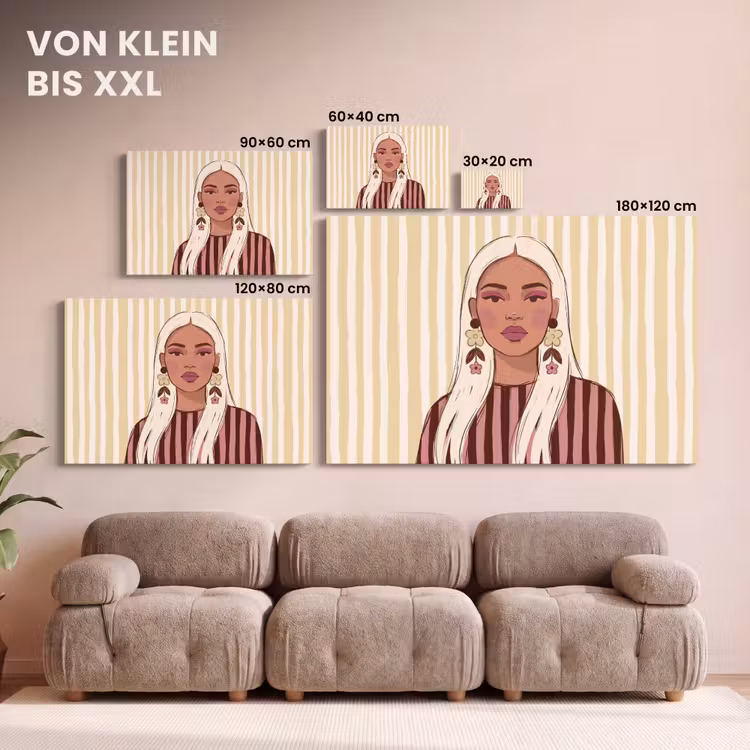 Vrouw - Portret - Illustratie - Modern - Roze canvas 2cm klein -Xsfeer8_DE