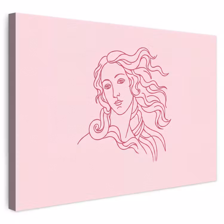 Vrouw - Portret - Klassiek - Line-art - Roze canvas 2cm klein -3d