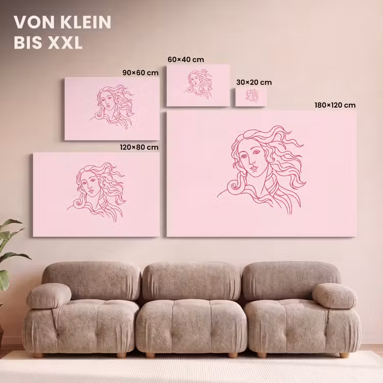 Vrouw - Portret - Klassiek - Line-art - Roze canvas 2cm klein -Xsfeer8_DE