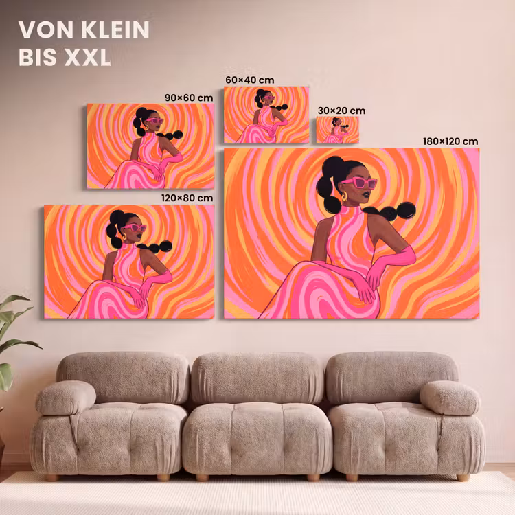 Vrouw - Portret - Kunst - Abstract - Roze canvas 2cm klein -Xsfeer8_DE