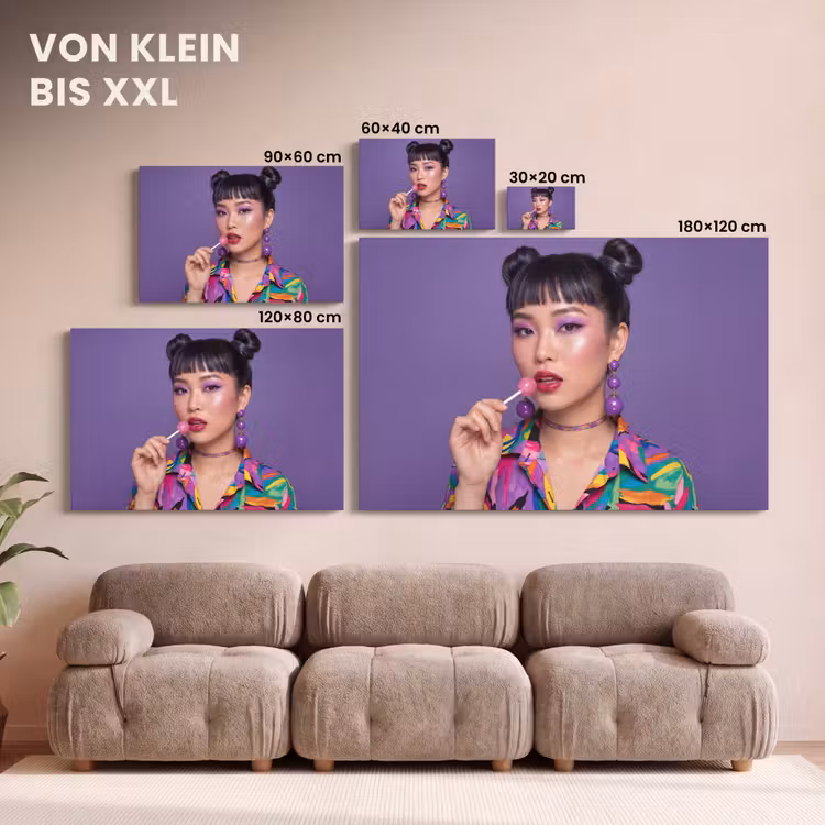 Vrouw - Portret - Make-up - Paars - Levendig canvas 2cm klein -Xsfeer8_DE