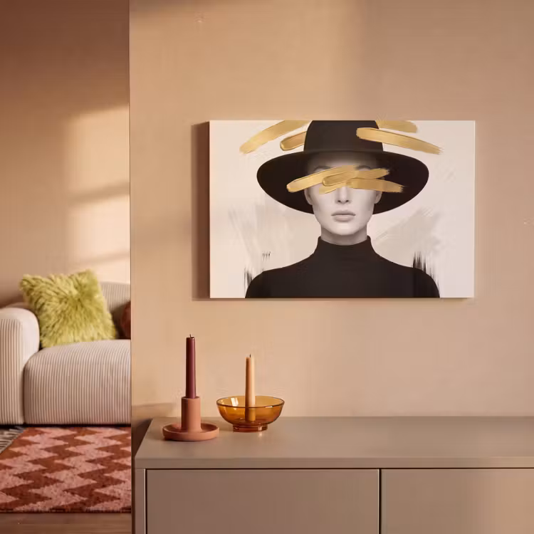 Vrouw - Portret - Modern - Goud - Kunst canvas 2cm klein -sfeer1