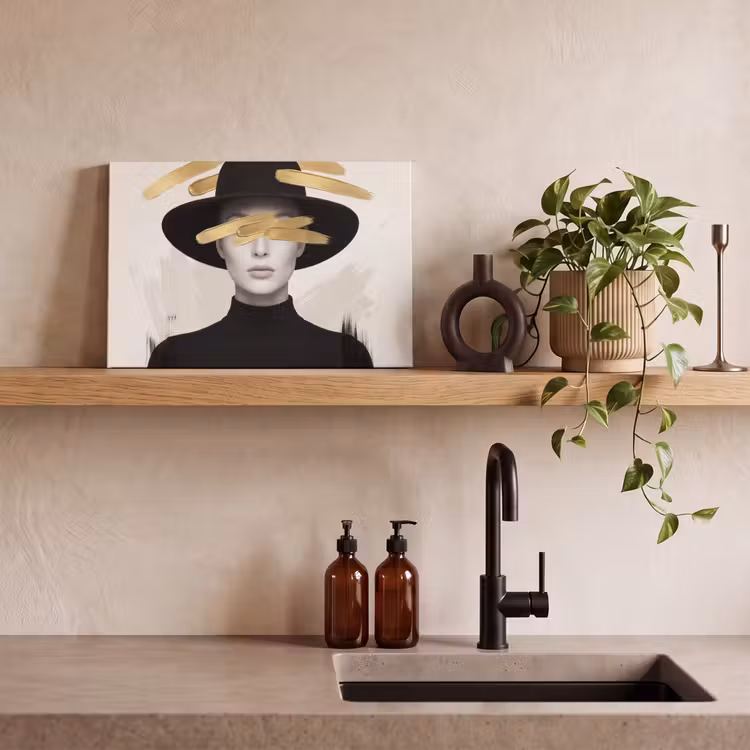 Vrouw - Portret - Modern - Goud - Kunst canvas 2cm klein -sfeer3