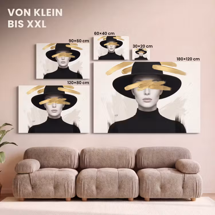 Vrouw - Portret - Modern - Goud - Kunst canvas 2cm klein -Xsfeer8_DE