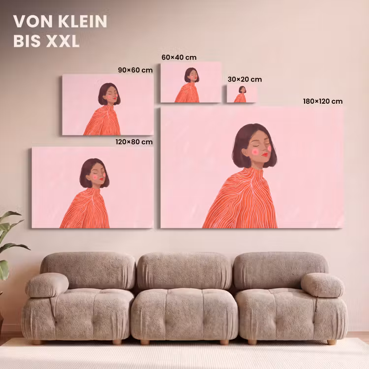 Vrouw - Portret - Modern - Kunst - Roze canvas 2cm klein -Xsfeer8_DE