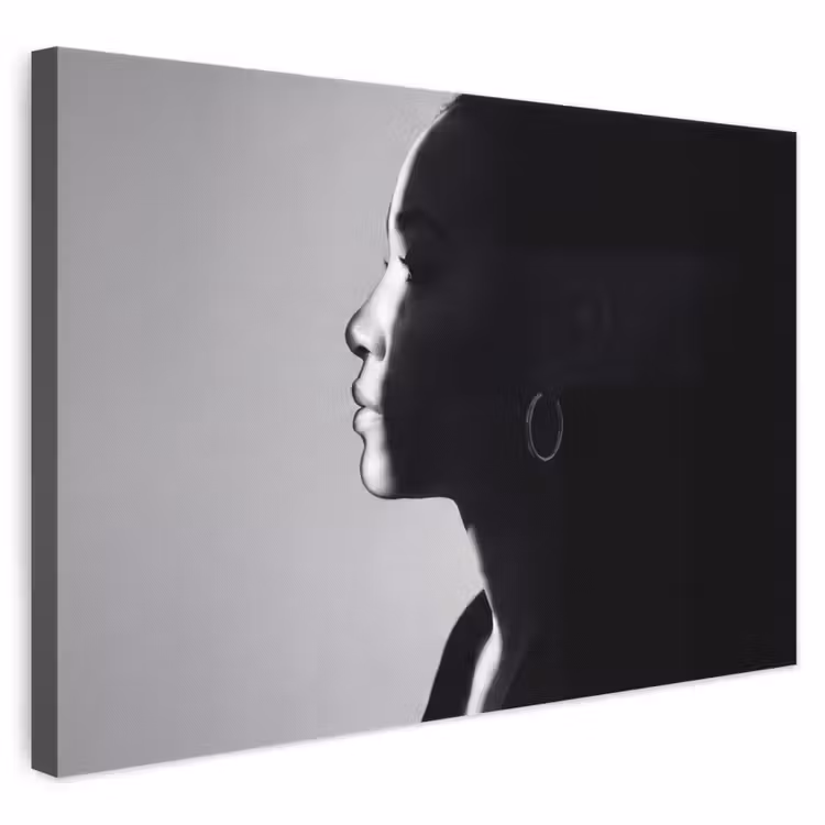 Vrouw - Profiel - Mensen - Zwart-wit canvas 2cm klein -3d