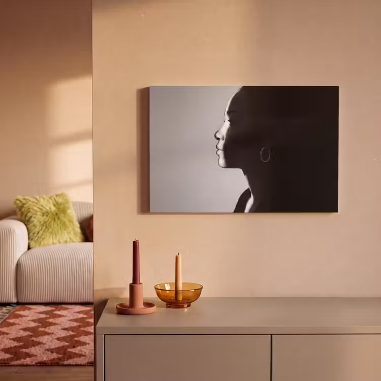 Vrouw - Profiel - Mensen - Zwart-wit canvas 2cm klein -sfeer1