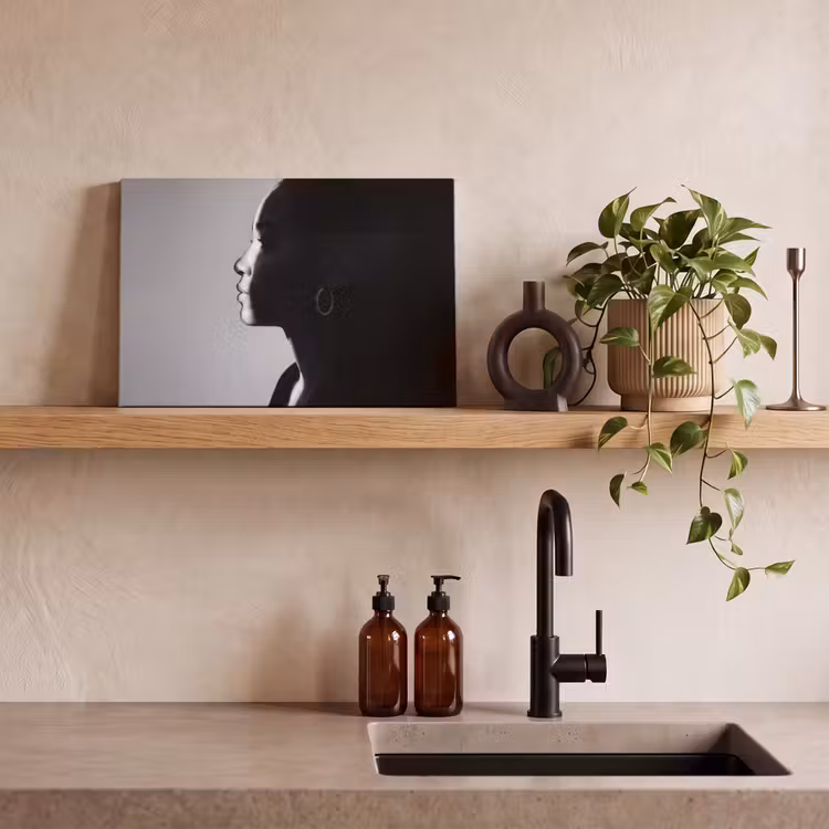Vrouw - Profiel - Mensen - Zwart-wit canvas 2cm klein -sfeer3
