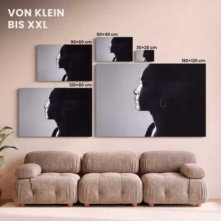 Vrouw - Profiel - Mensen - Zwart-wit canvas 2cm klein -Xsfeer8_DE