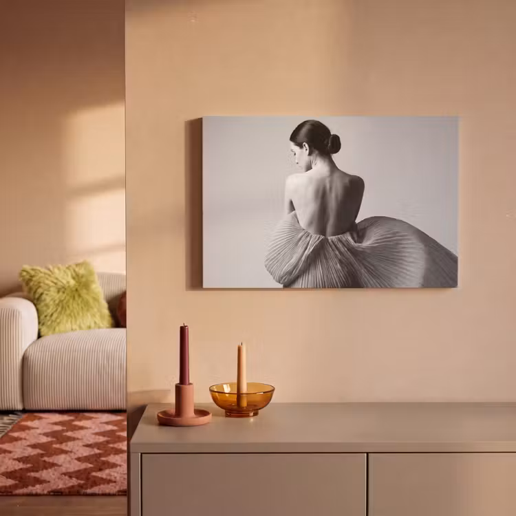 Vrouw - Rug - Textuur - Zwart - Wit - Elegant canvas 2cm klein -sfeer1