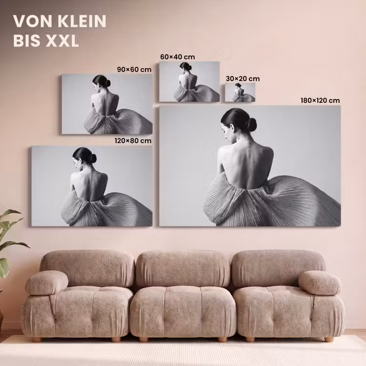 Vrouw - Rug - Textuur - Zwart - Wit - Elegant canvas 2cm klein -Xsfeer8_DE