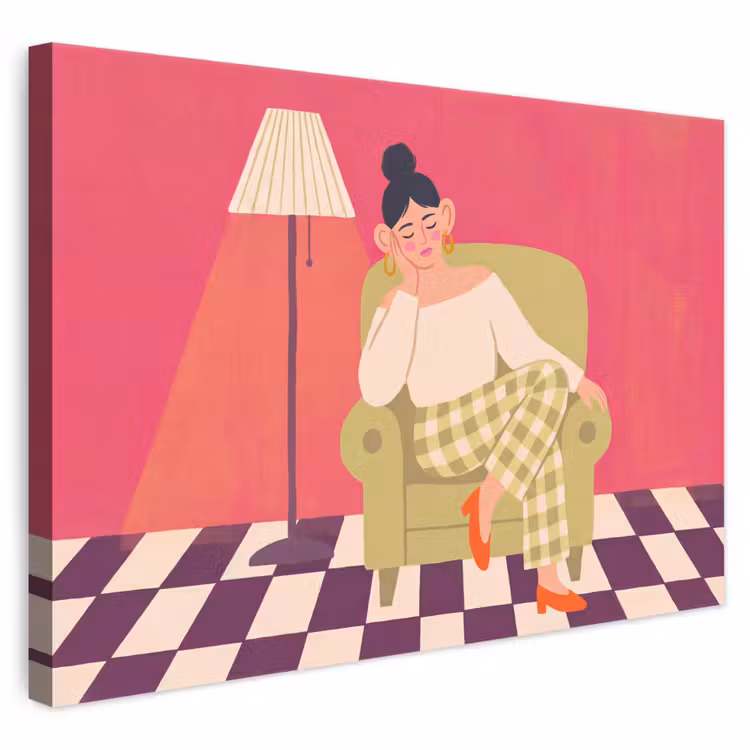 Vrouw - Rust - Interieur - Modern - Kunst canvas 2cm klein -3d