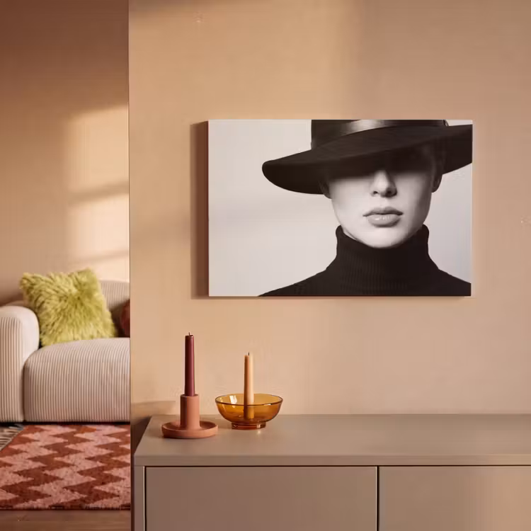 Vrouw - Schaduw - Zwart - Wit - Mysterieus canvas 2cm klein -sfeer1