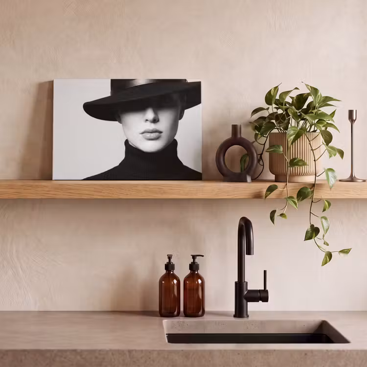Vrouw - Schaduw - Zwart - Wit - Mysterieus canvas 2cm klein -sfeer3