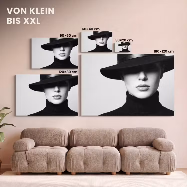 Vrouw - Schaduw - Zwart - Wit - Mysterieus canvas 2cm klein -Xsfeer8_DE