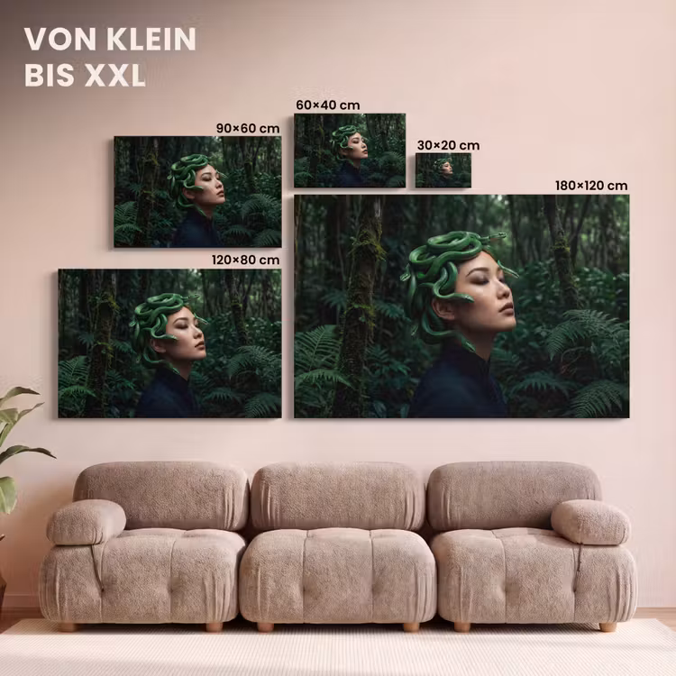 Vrouw - Slang - Natuur - Mystiek - Groen canvas 2cm klein -Xsfeer8_DE